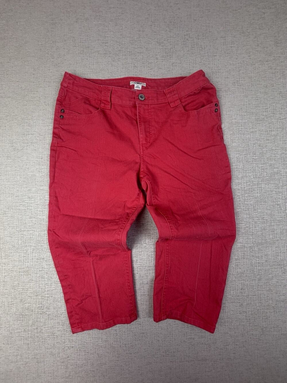 Cato Women’s Size 14 Red Capri Pants Stretch Cropped Casual Cotton Blend